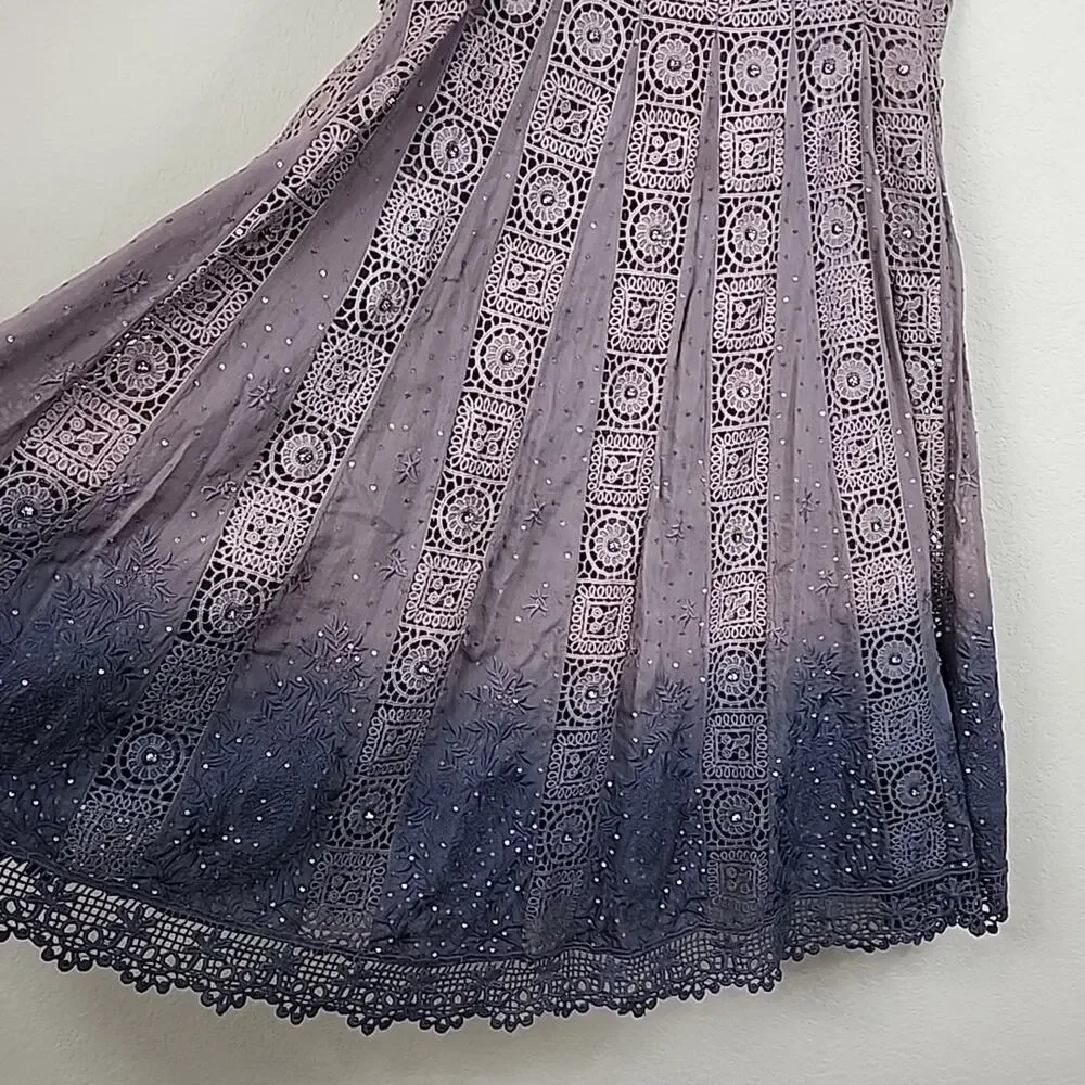Free People Faux Diamond Sparkling Embroidered Dress